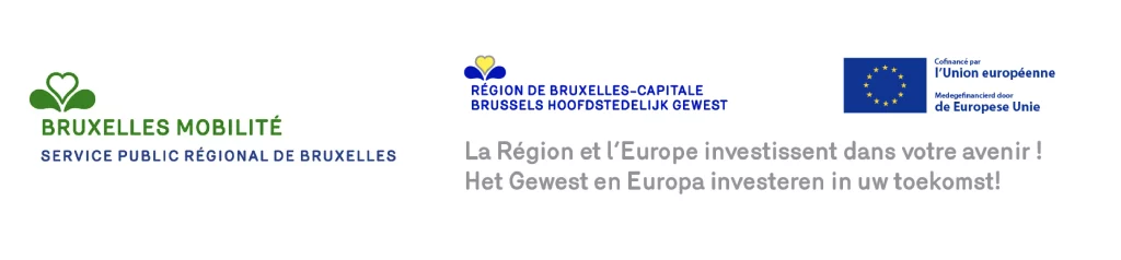 Logos des financeurs FEDER et Bruxelles mobilité